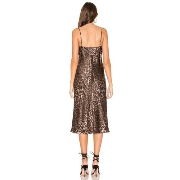 L’Agence Brown Leopard Print Jodie Sauvage Silk Bias Cut Slip Dress Size Small - Picture 3 of 15